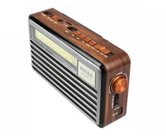 Nešiojamasis radijas LTC PS Liwa Retro su saulės baterija (MK-193BT), FM, Bluetooth, USB, SD, AUX, USB lempa, pilkas