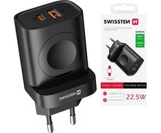 Swissten kelioninis įkroviklis USB-A / USB-C / iWatch