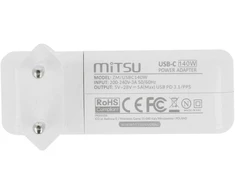 Nešiojamojo kompiuterio maitinimo adapteris Mitsu Maitinimo šaltinis Mitsu 140W USB type C USB-C (baltas)