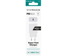 USB Sieninis Įkroviklis - Vivanco USB-C 3A 18 W, Baltas