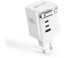 REALPOWER GaN Charger 100W baltas, 100 Watt,3xType-C,1x USB-A