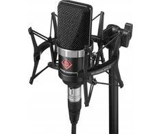 Neumann TLM 102 MT studijinis rinkinys - didelės diafragmos kondensatorinis mikrofonas su amortizuojančiu laikikliu, juodas