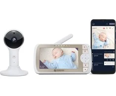 Kūdikio stebėjimo kamera Motorola Full HD Wi-Fi VM65X 5.0", Baltos/Auksinės spalvos