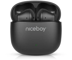 Carruzzo Niceboy Beans 4 POP juoda / Ausinės belaidės su mikrofonu / Bluetooth 5.4 / IPX4 / etui ładujące