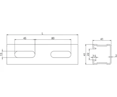 Niczuk Tvirtinimo profilis MF 2.0 tipas 41 x 41 x 2 mm L = 3000 mm (0741412030)