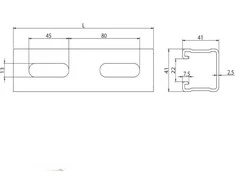 Niczuk tvirtinimo profilis, tipas MF2.5, 41 x 41 x 2,5 mm, ilgis 2000 mm (0741412520)
