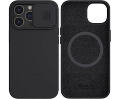 Nillkin CamShield Silky Magnetic – Apple iPhone 13 Pro Max dėklas su fotoaparato dangteliu (elegantiškas juodas)