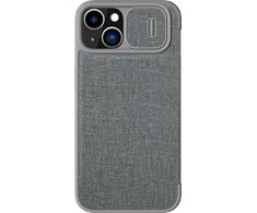Nillkin Qin Cloth Pro Apple iPhone 14 Plus Camera atverčiamas dėklas telefonui pilkos spalvos