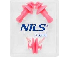 Rožinė NQAW30 Rožinis SILICONE SWIMMING SET EAR AND NOSE PLUGS NILS AQUA