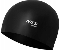 NQC SOLID COLOR BK01 Juodas SILICONE SWIMMING CAP NILS AQUA