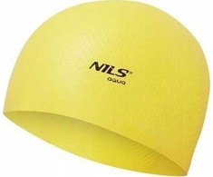 Nils Extreme NQC SOLID COLOR Geltonas SILICONE SWIMMING CAP DOTS NILS AQUA