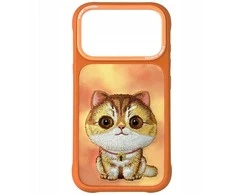 „Nimmy Big Eyed Pet 2.0“ katino formos dėklas, skirtas „iPhone 17 Pro“ - oranžinis