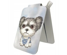 Dėklas Magnetinis telefono piniginės laikiklis Nimmy New Big-Eye Cute Pets 2.0 Dog pilkos spalvos
