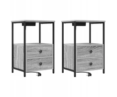 Šalia lovos spintelė 2 pcs Pilkas Sonoma 40 x 31 x 60 cm