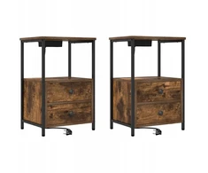 Šalia lovos spintelė 2 pcs Rūkyta ąžuolas 40 x 31 x 60 cm