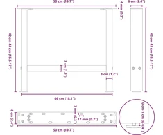 Kavos staliuko kojelės, balta, 2 vnt., 50x(42-43)cm, plienas