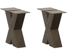 Kavos staliuko kojelės, X formos, 2 vnt., natūralus plienas, 30x(30-31) cm, plienas