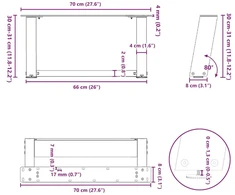 Kavos staliuko kojelės, 2 vnt., baltos, 70x(30-31) cm, plienas, U formos