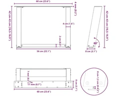 Kavos staliuko kojelės, 2 vnt., baltos, 60x(42-43) cm, plienas, U formos