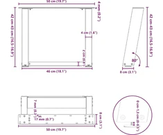 Kavos staliuko kojelės, 2 vnt., baltos, 50x(42-43) cm, plienas, U formos