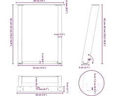 Kavos staliuko kojelės, 2 vnt., baltos, 38x(42-43) cm, plienas, U formos