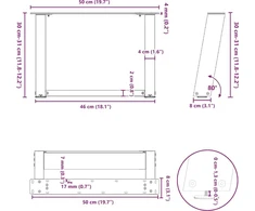 Kavos staliuko kojelės, 2 vnt., baltos, 50x(30-31) cm, plienas, U formos