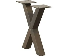 Kavos staliuko kojelės, X formos, 2 vnt., natūralus plienas, 37x(30-31) cm, plienas