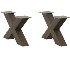 Kavos staliuko kojelės, X formos, 2 vnt., natūralus plienas, 60x(30-31) cm, plienas