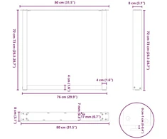 Valgomojo stalo kojelės, 3 vnt., baltos, 80x(72-73) cm, plienas, U formos