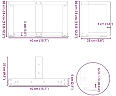 Kavos staliuko kojelės, T formos, 2 vnt., baltos, 40x25x(30-31) cm, plienas