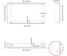 Kavos staliuko kojelės, 2 vnt., antracito spalvos, 60x(30-31) cm, plienas
