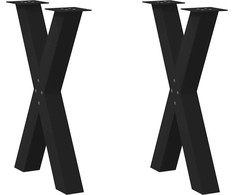 Valgomojo stalo kojos, 2 vnt., juodos, 50 x (72–73) cm, plieninės