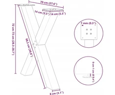 Valgomojo stalo kojos, 3 vnt., juodos, 70x(72-73) cm, plienas, X formos