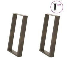 Valgomojo stalo kojelės, U formos, 2 vnt., natūralus plienas, 60x(72-73) cm, plienas