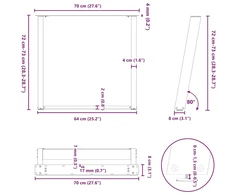 Valgomojo stalo kojelės, U formos, 2 vnt., balta, 70x(72-73)cm