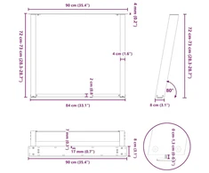 Valgomojo stalo kojelės, U formos, 2 vnt., balta, 90x(72-73)cm