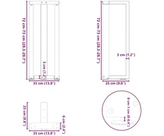 Konsolinio staliuko kojelės, T formos, 2 vnt., baltos, 38x25x(72-73) cm, plienas