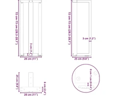 Konsolinio staliuko kojelės, T formos, 2 vnt., baltos, 25x28x(72-73) cm, plienas
