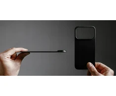 Nomad Magnetic Leather Back – odinis MagSafe dėklas, juodas, skirtas iPhone 17 Pro
