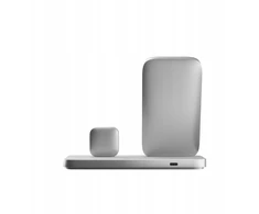 NOMAD Stand One Max - Qi2 belaidis įkroviklis, 25 W trims įrenginiams, suderinamas su „MagSafe“, 4 kartos (sidabrinis)