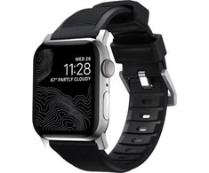 Nomad Rugged Strap, Apple Watch 42/44/45 mm, juoda / sidabrinė
