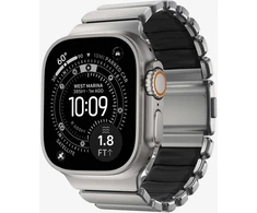 Apyrankė Nomad Stratos Band, natural titanium, juodas FKM - AW 45/46/49mm