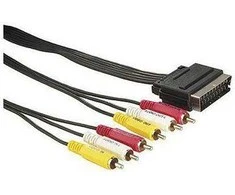 Video Kabelis SCART M - 6x CINCH M, 5m, juoda, EOL