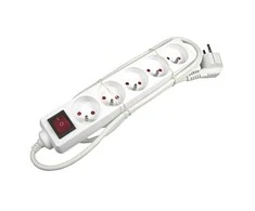 230V maitinimo kabelio ilgintuvas, CEE7 (šakė) - 5x lizdas, 5m, VDE patvirtintas, balta, su jungiklis