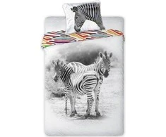 MCU Patalynė medvilnė 140x200 Wild Zebra zebrai balta juoda spalvingi dryžiai 5680