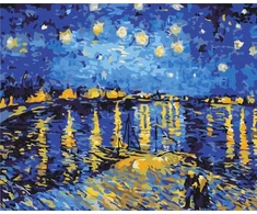 Norimpex Paveikslas pagal numerius BRUSHME, 40x50 cm, žvaigždėta naktis virš Ronos, Vincentas van Goghas, 1 vnt.