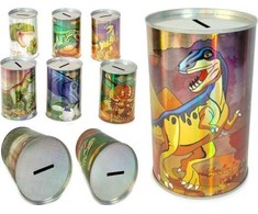 Norimpex SKARBONKA Z RYSUNKAMI DINOZAURÓW METALOWA BŁYSZCZĄCA
