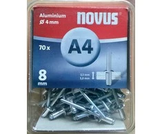 Novus Aliuminio kniedės A4 / 8 NOVUS [70 vnt]