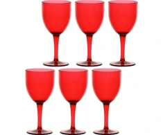 ROSE&amp;TULIPANI FIABA 6 akrilinių vyno taurių rinkinys 400 ml, raudona