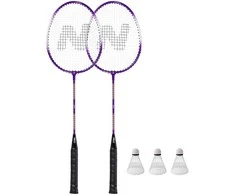 NRZ2053 ALIUMINIO / BADMINTONO RINKINYS 2 RAKETĖS + 3 RAKETĖS + DANGTELIS NILS